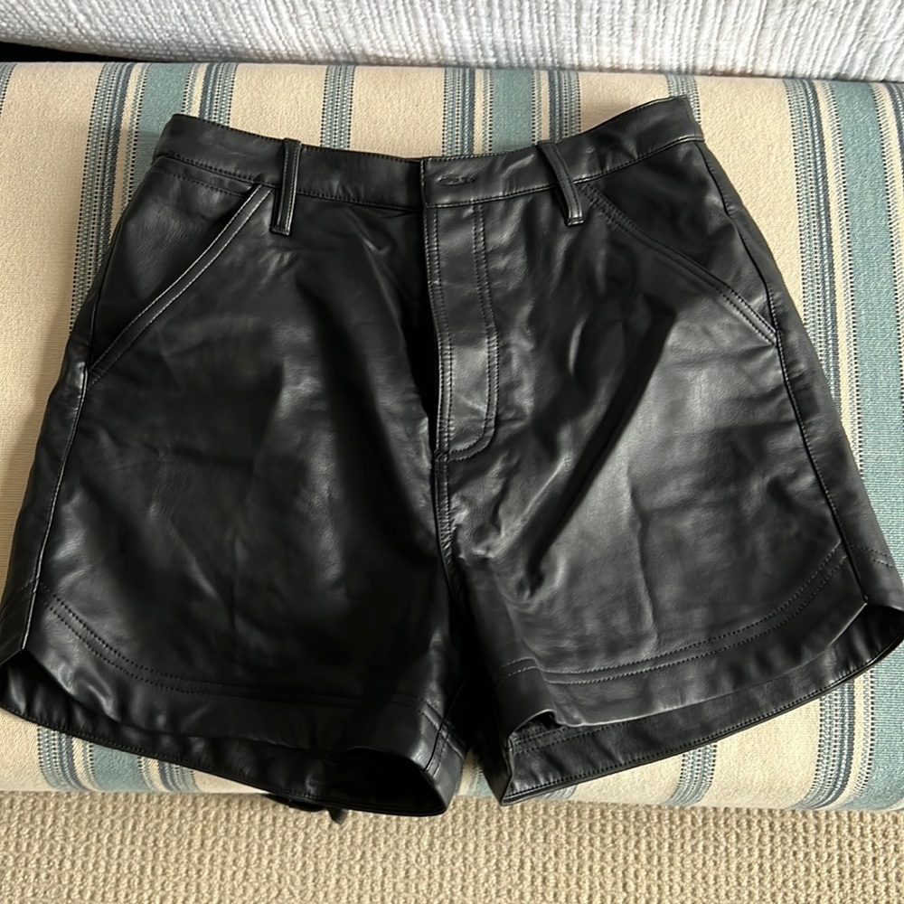 Free People Lita Vegan Black Leather Shorts - size 6